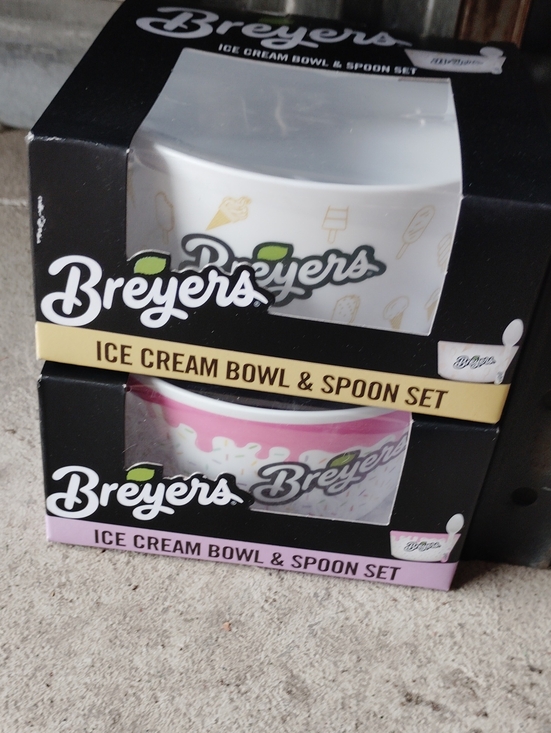 breyers Other - Breyer White Ice Cream Bowl & Spoon Set - Decorative Dessert Bowls. New Set 2